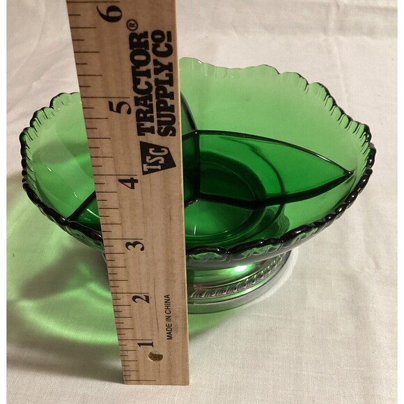 Krome Kraft Farber Brothers Emerald Green Relish or Candy Dish Divided Tray 6.5" - Picture 10 of 13